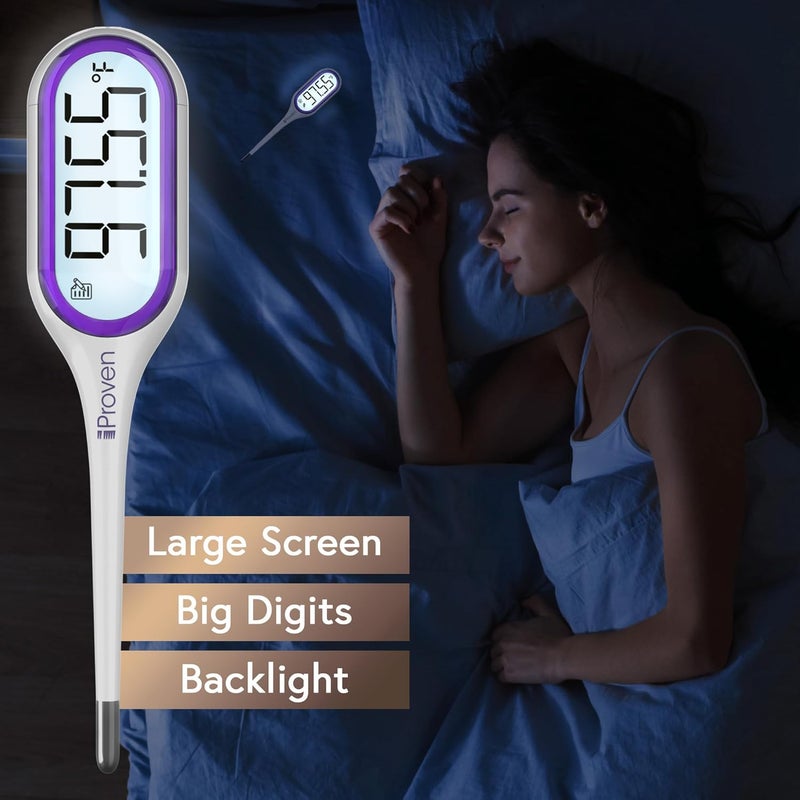 iProvn iProven Basal Body Thermometer with Backlight & Big Digits, 1/100 Degree High Precision, BBT for Ovulation Tracking, 30 Memory Recall, Accurate Fertility Temperature Tracker - Image 2